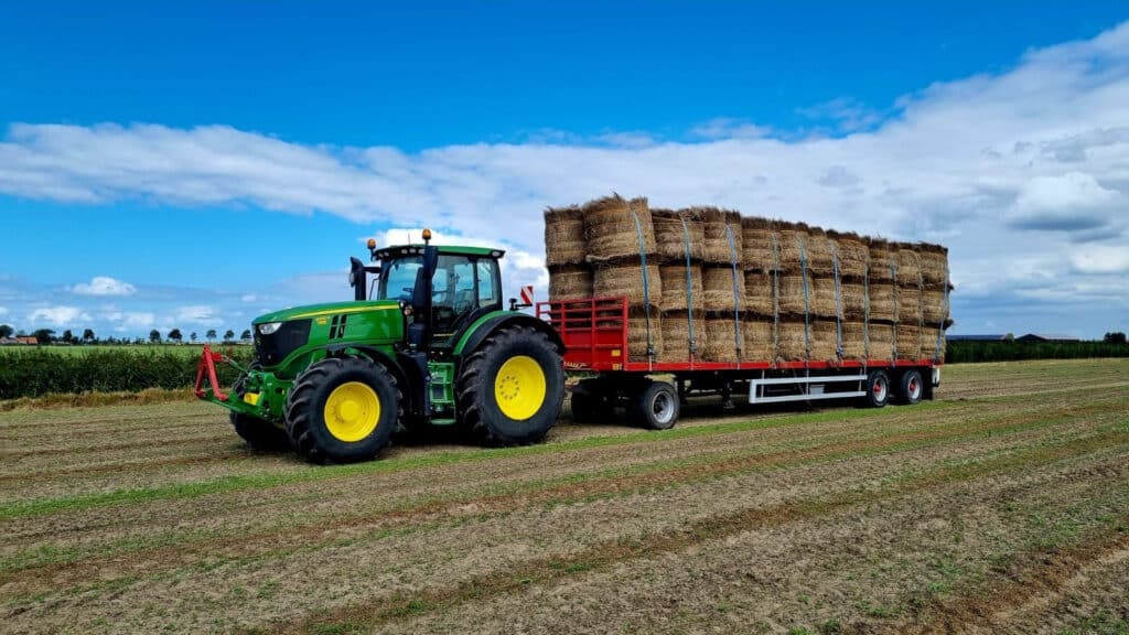 Flax baled on trailer